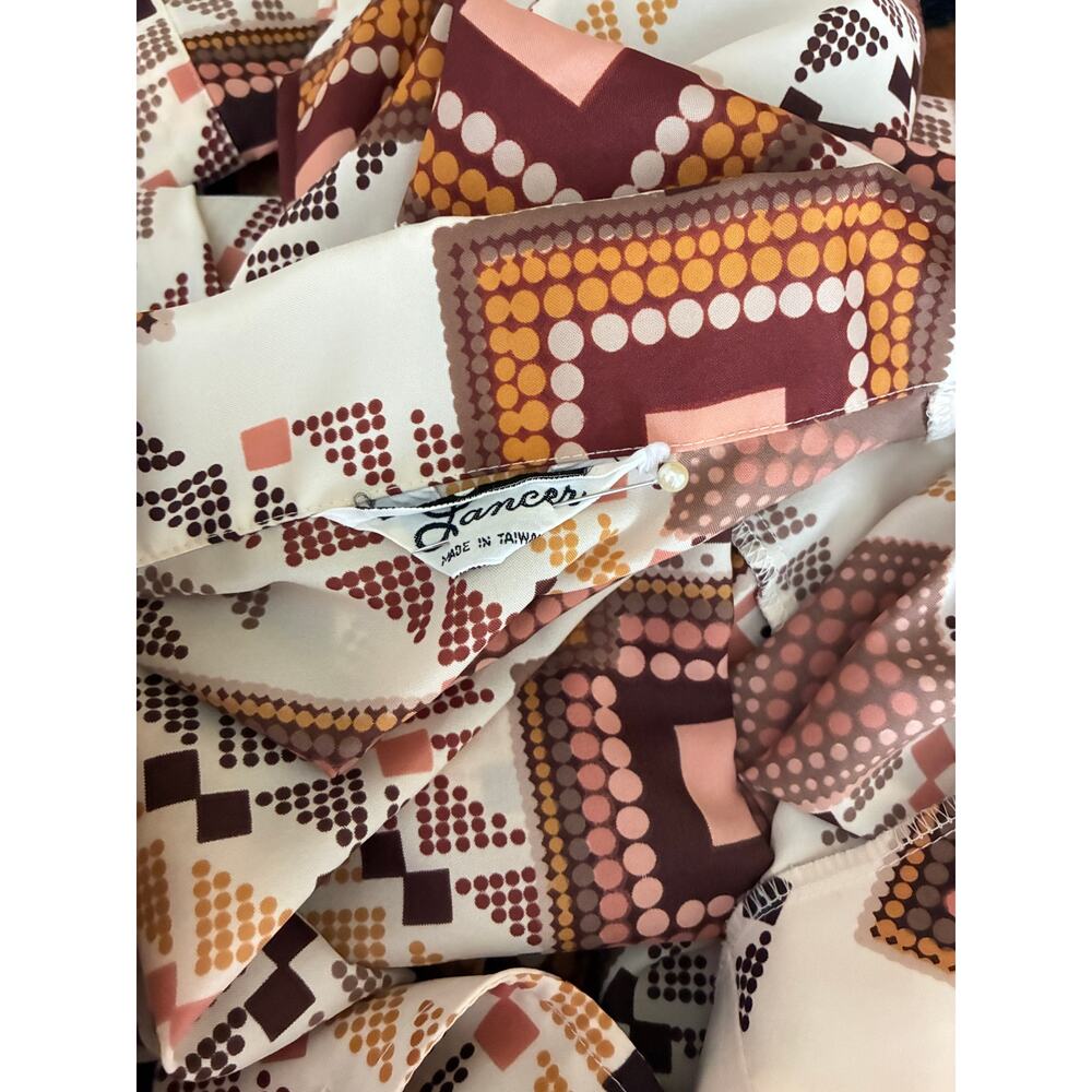 Vintage 1970s Lancer Shirt, Geometric Disco Button Up Retro Mod Print Mens Large - Picture 10 of 10